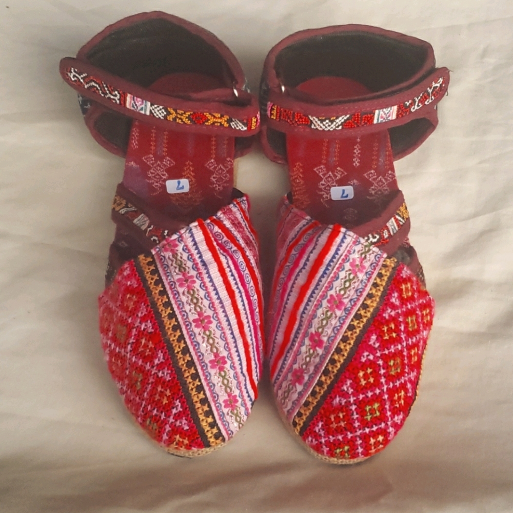Handmade Shoes - Thai Hmong Tribe fabric - 7w